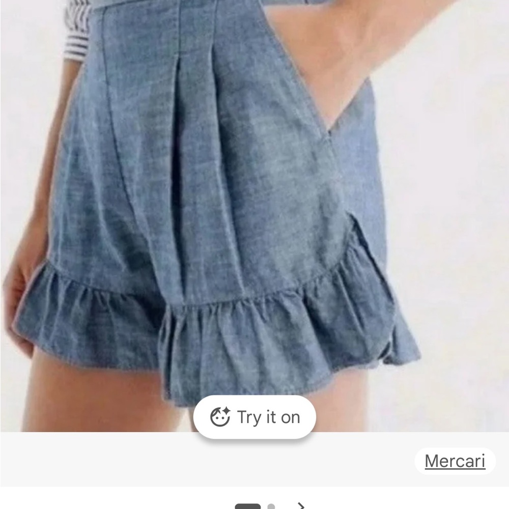 J Crew chambray ruffled Denim Shorts 10
